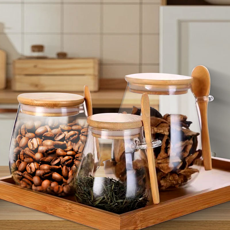 Coffee Tea Jar Set - 34oz sealed glass jar with spoon