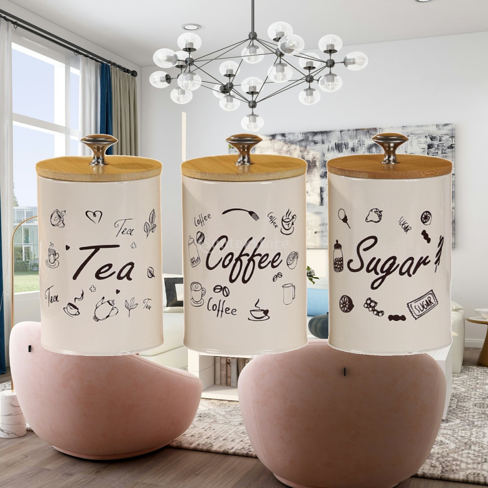 Coffee Tea Jar Set - Farmhouse Coffee Tea Sugar Canister Set