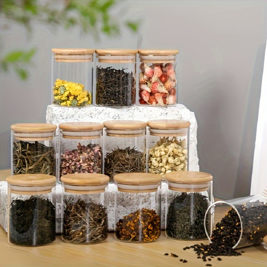 Coffee Tea Jar Set - 12pcs/set Airtight Glass Storage Jar with