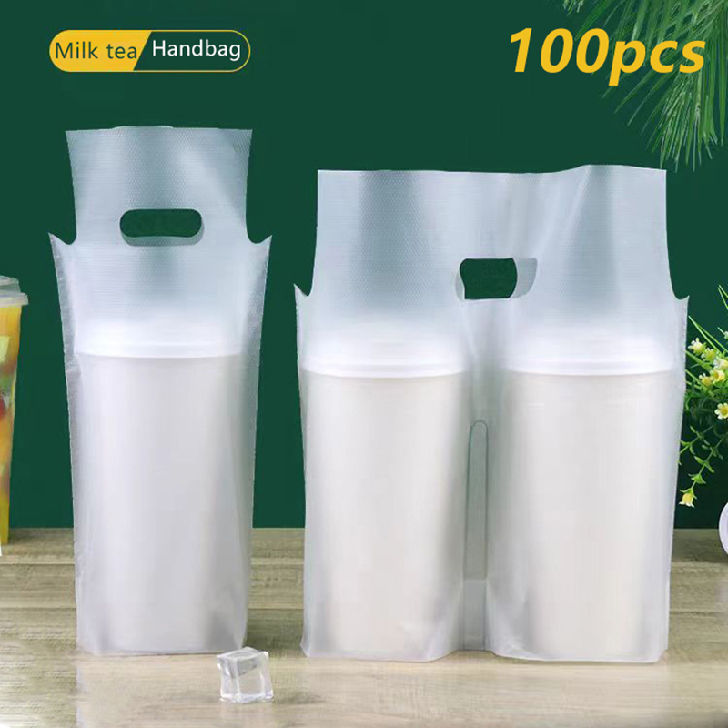 Coffee Tea Milk - 100Pcs Single/Double Cup Milk Tea Packaging