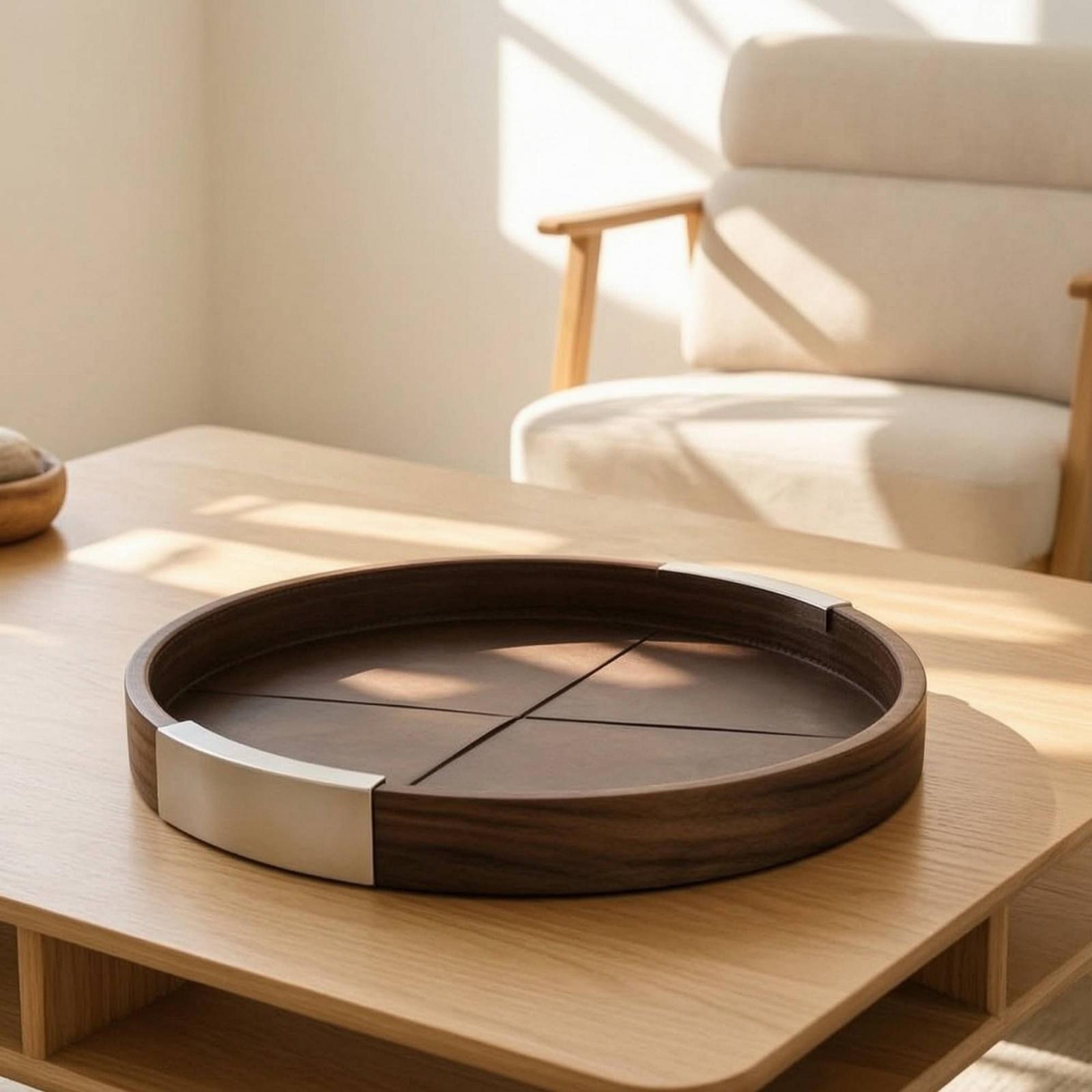 Tea Coffee Set Up - Walnut Wood Tray Minimalist Tray with