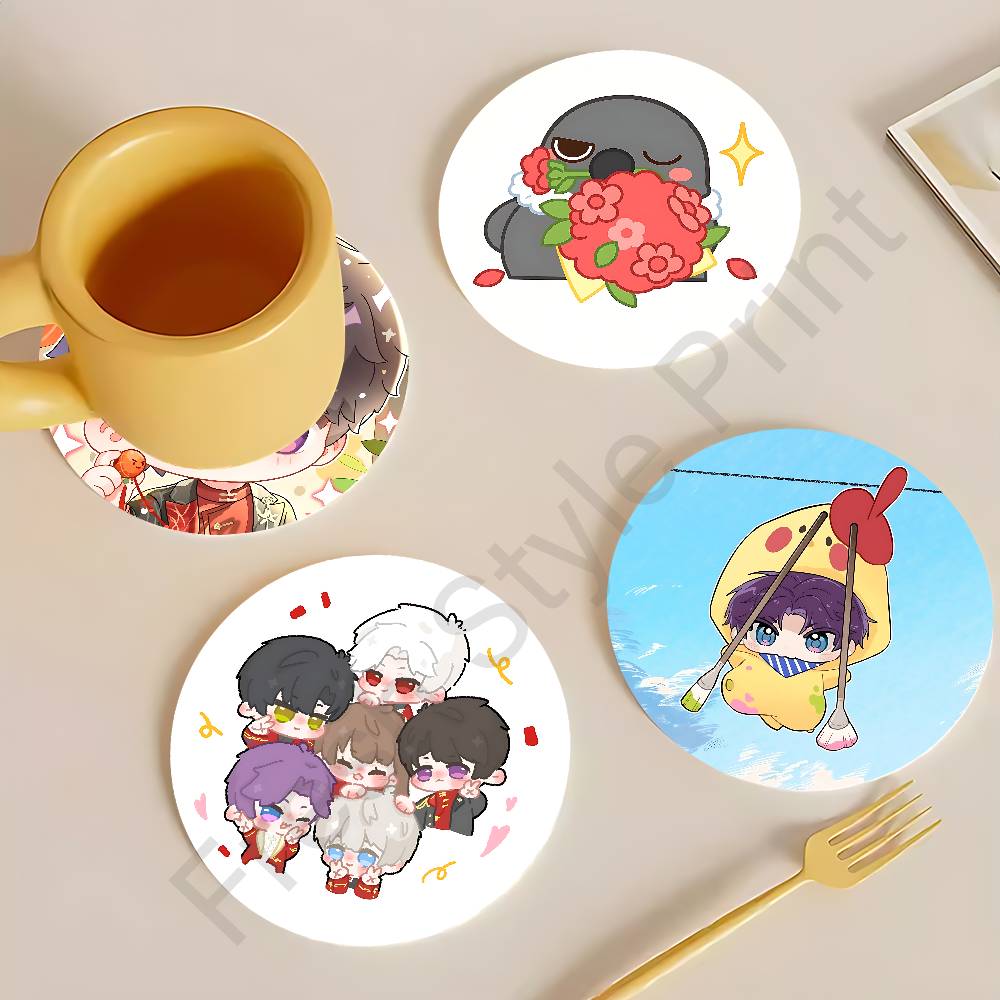 Coffee Tea Love - Chibi L-Love and D-Deepspace Round Wooden