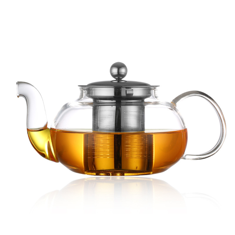 Coffee Tea Jar Set - 600/800ml Heat Resistant Glass Teapot Flower