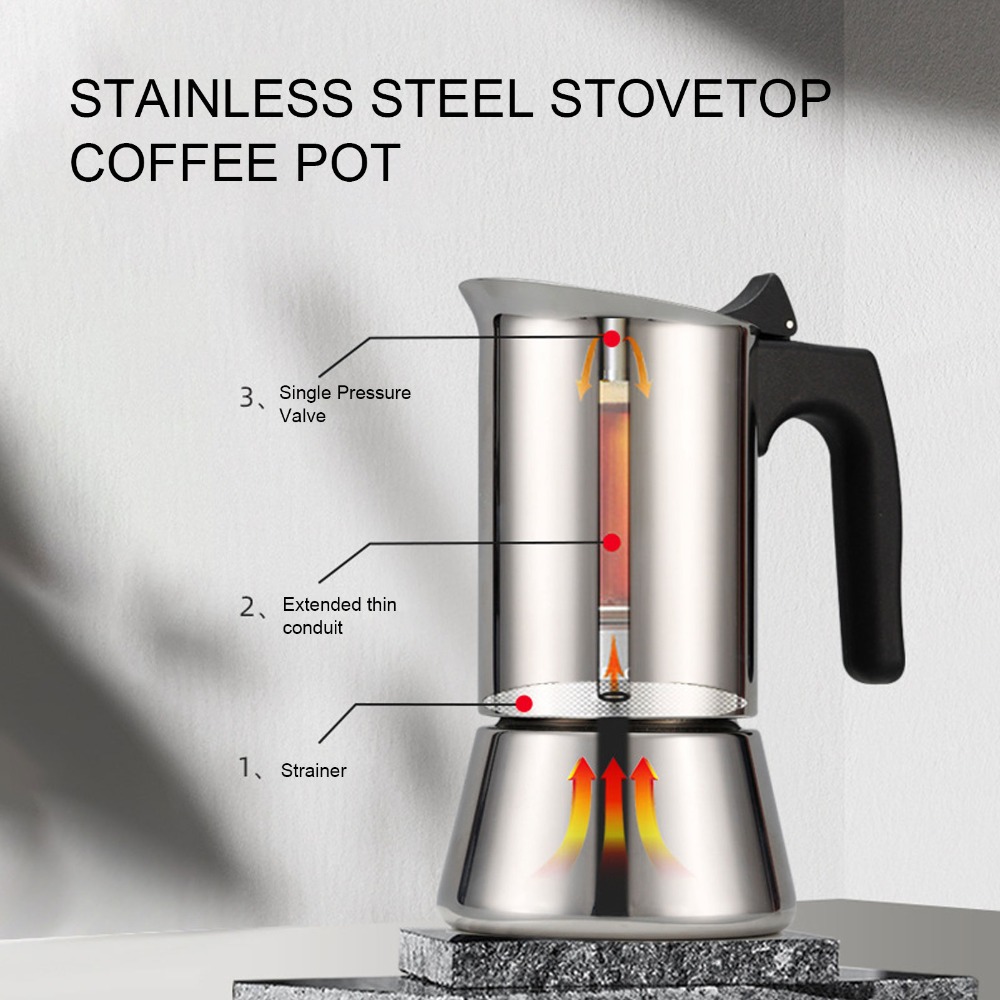 Moka Pot Stove - Stainless Steel Moka Pot Large Capacity