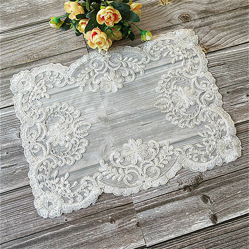 Coffee Tea Drawer Organizer - European Classical White Lace Embroidered Rectangular