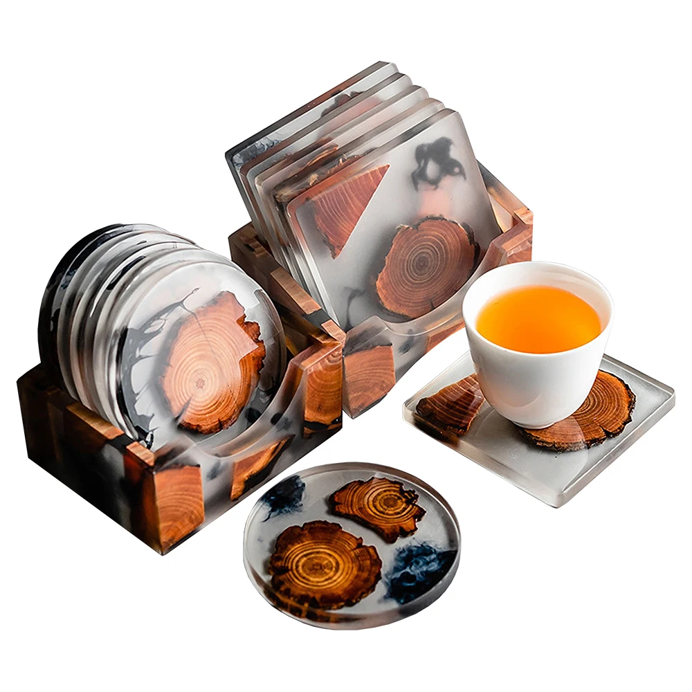 Coffee And Tea Bar - 6PCS/Set Resin Pine Coasters Heat-Resistant Placemats