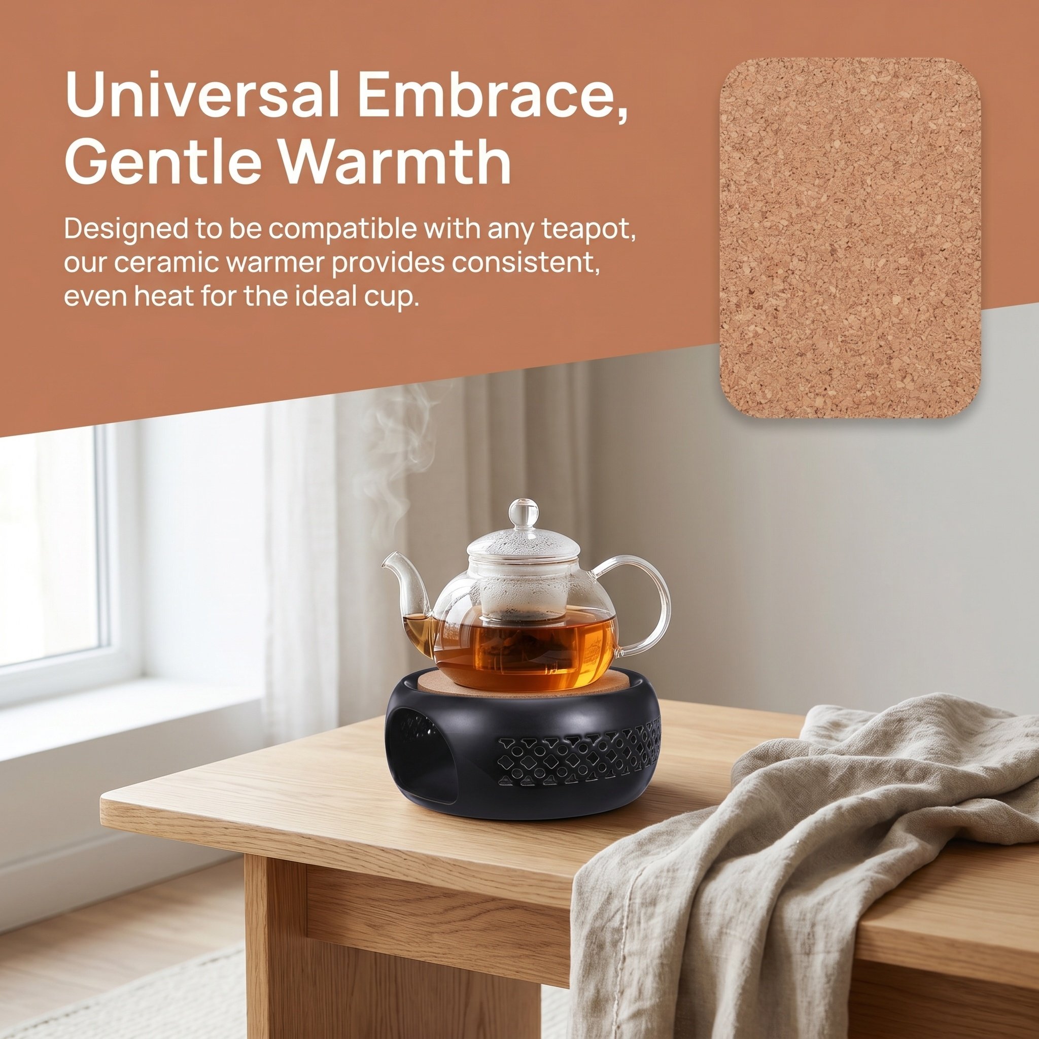 Ceramic Teapot Warmer Cork Cus - Coffee Tea Stand recension och pris