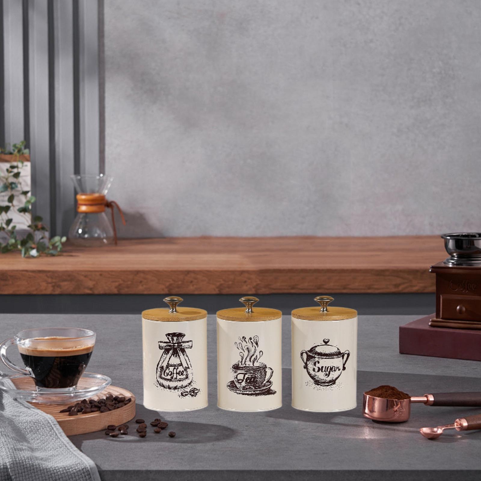 Farmhouse Coffee Tea Sugar Can - Coffee Tea Jar Set recension och pris
