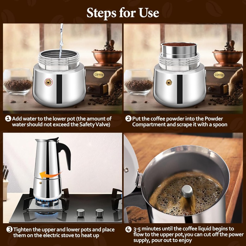 6 Cup Mocha Pot Stainless Stee - Moka Pot Stove recension och pris