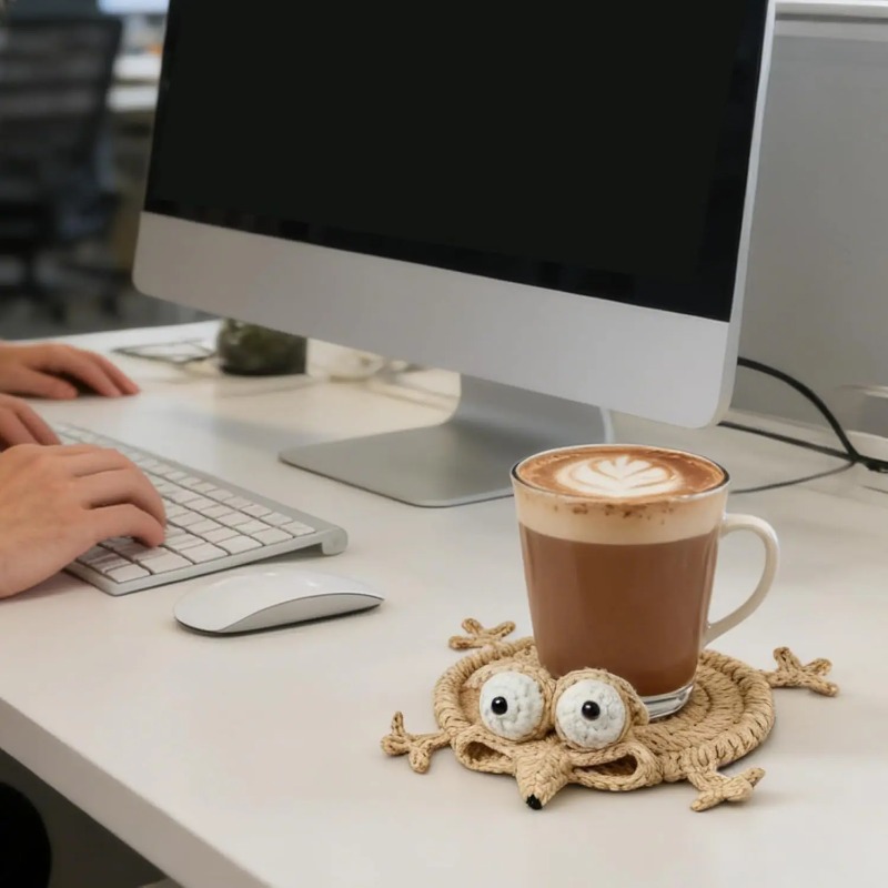 Crochet Squirrel Coaster Cute  - Coffee And Tea Bar recension och pris