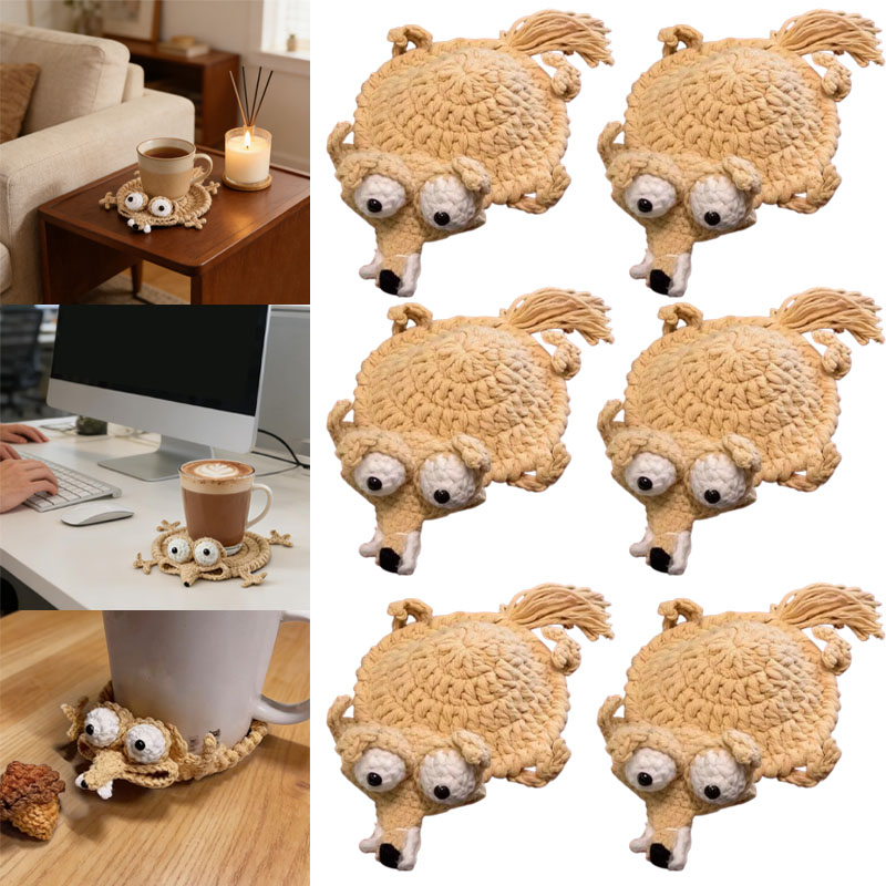 Crochet Squirrel Coaster Cute  - Coffee And Tea Bar recension och pris
