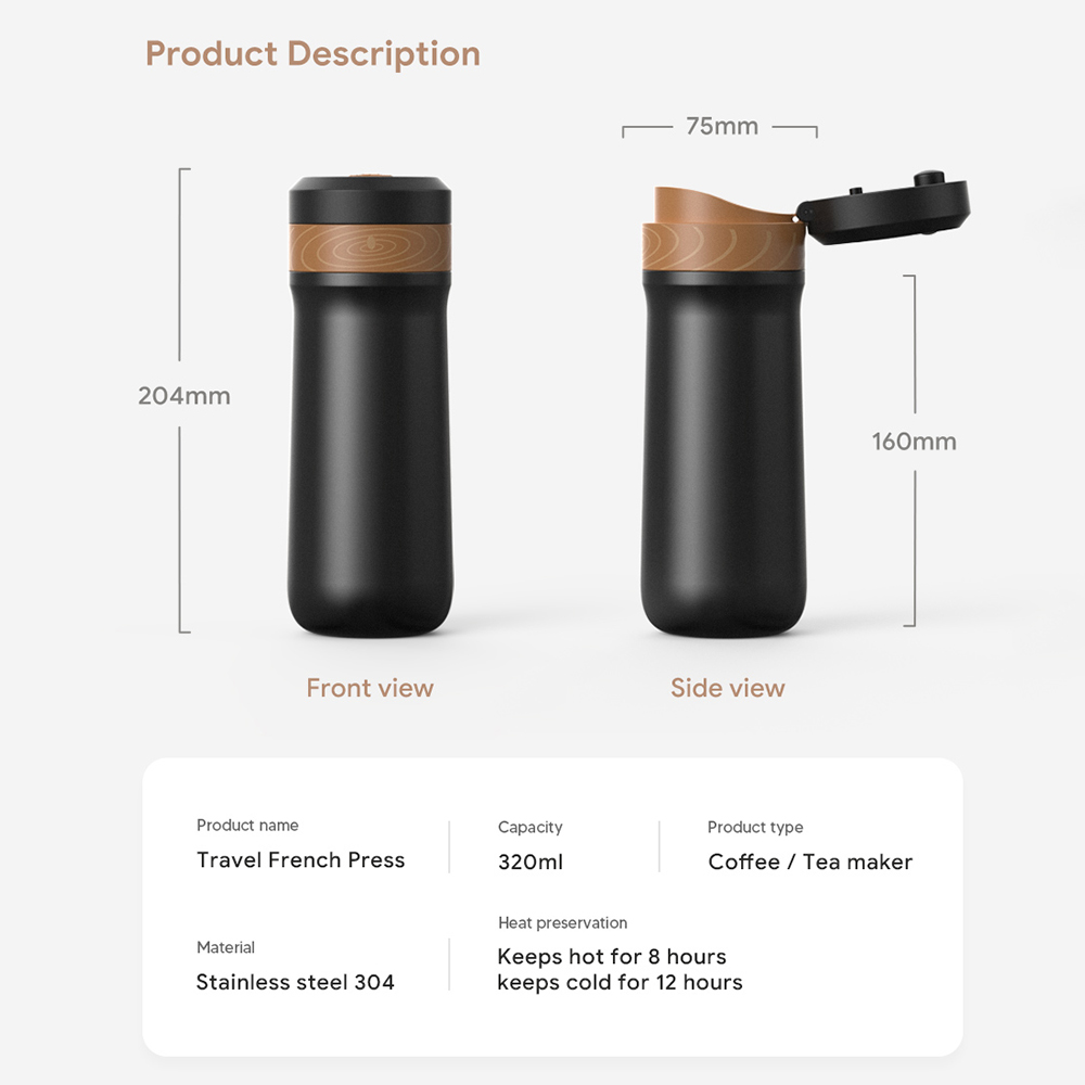 ICafilas 320ml Portable French - Coffee Tea Press recension och pris