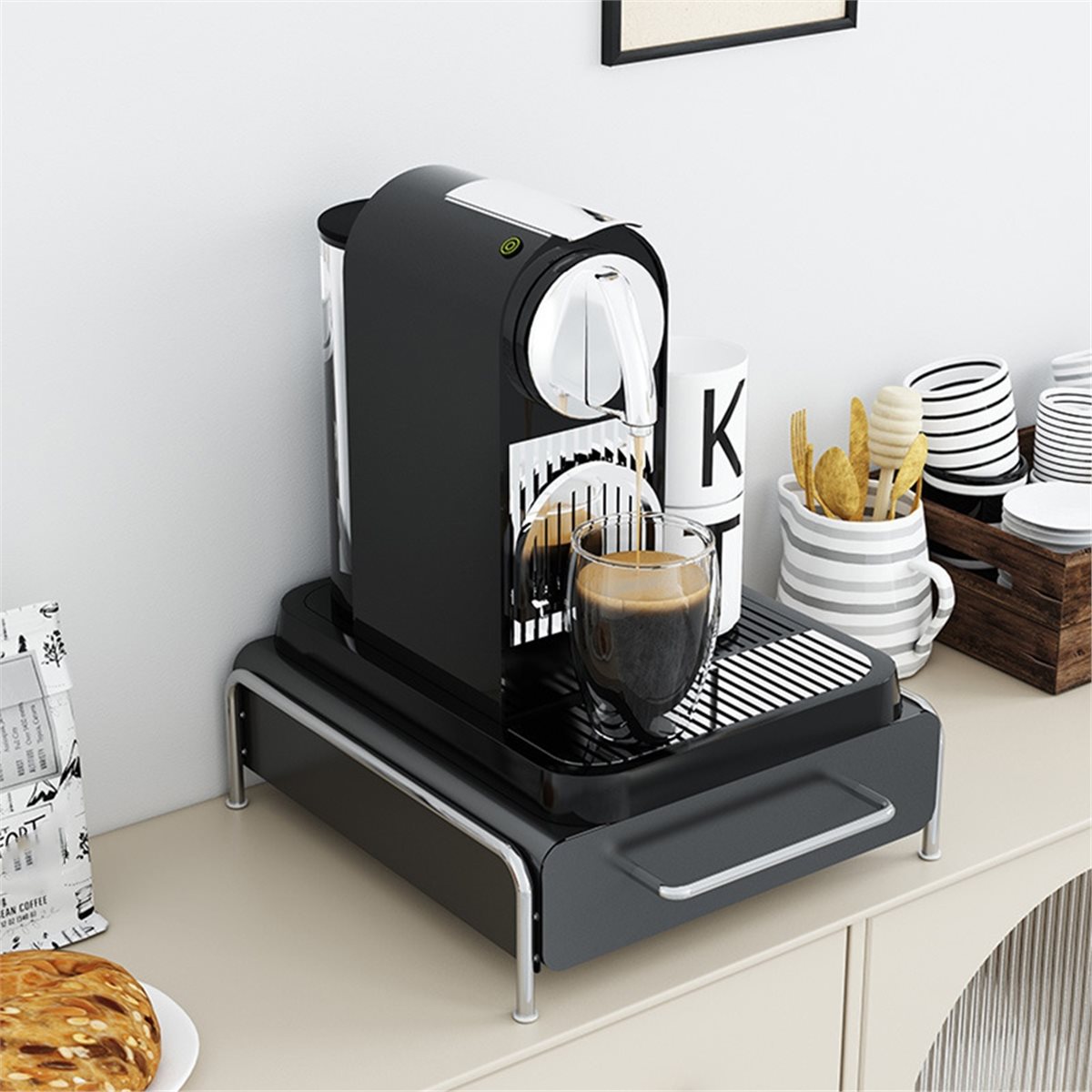 fitfit Elegant Metal Coffee Po - Coffee Tea Drawer Organizer recension och pris