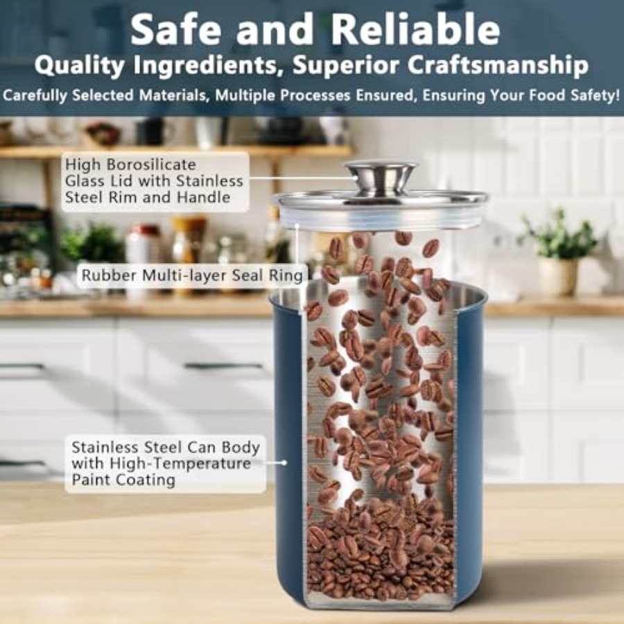 Stainless Steel Food Canister  - Coffee Tea Sugar Canisters recension och pris