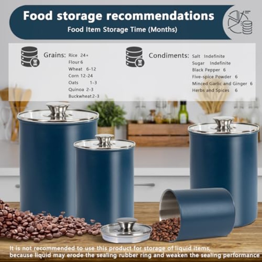 Stainless Steel Food Canister  - Coffee Tea Sugar Canisters recension och pris