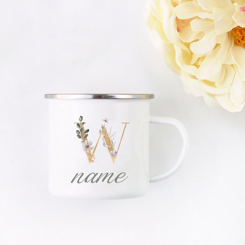 Floral Initial Name Cup Custom - Coffee Tea Name recension och pris