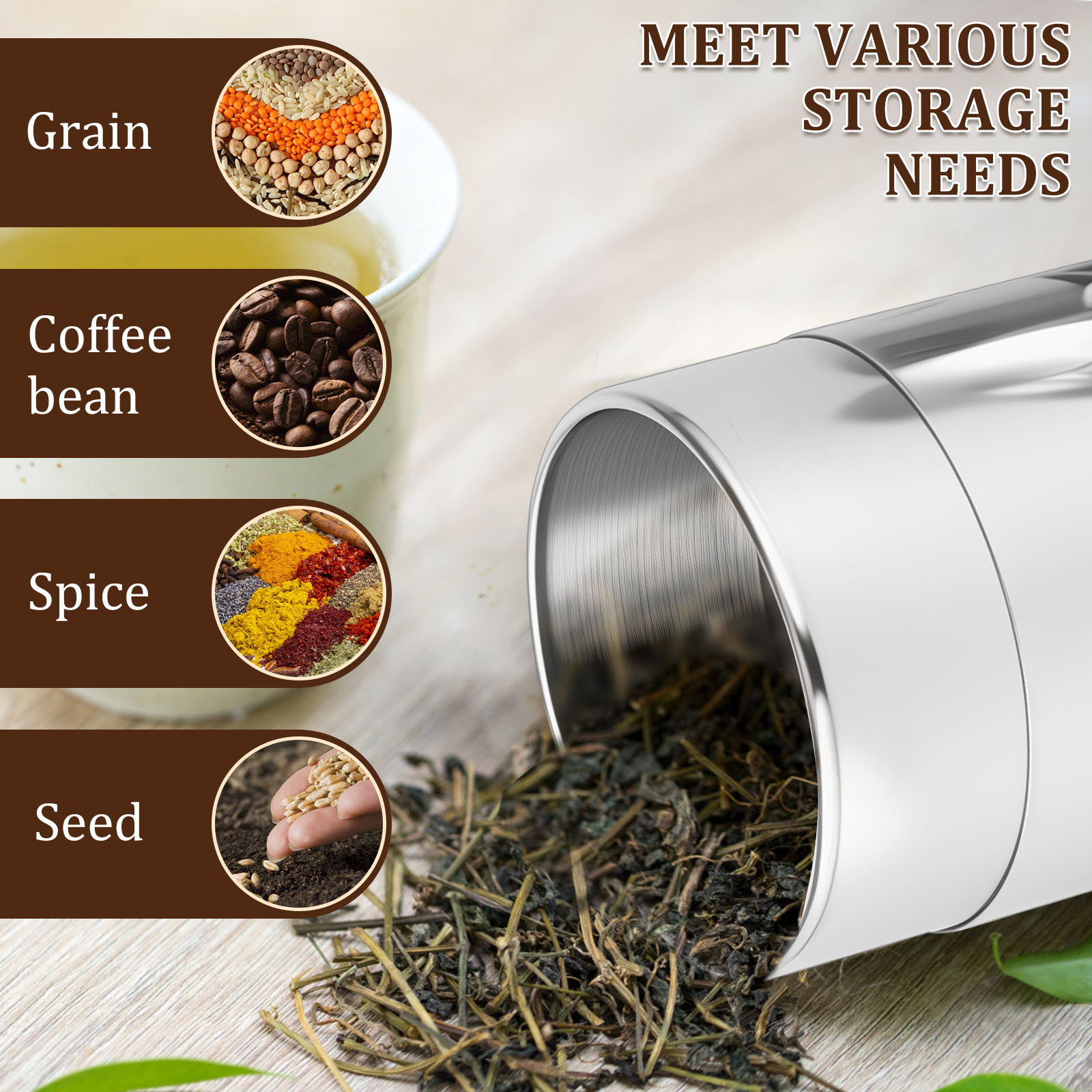 Stainless Steel Tea Leaf Tins  - Coffee Tea Sugar Canisters recension och pris