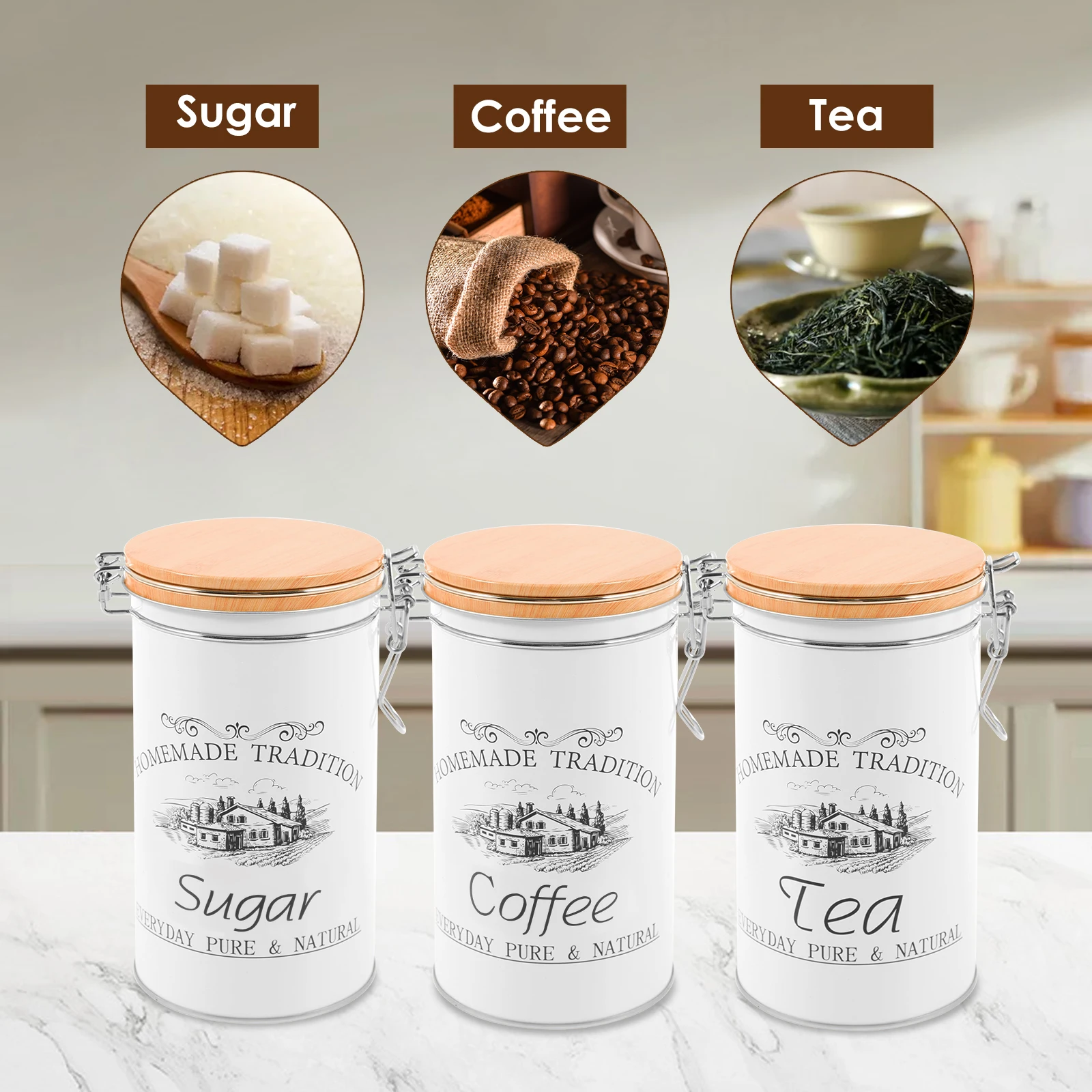 3Pcs/Set Tea Coffee Sugar Cani - Coffee Tea Jar Set recension och pris