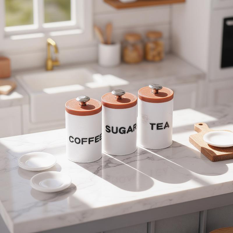 3Pcs 1/12 Dollhouse Tea Coffee - Coffee Tea Sugar Canisters recension och pris