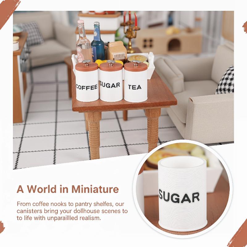3Pcs 1/12 Dollhouse Tea Coffee - Coffee Tea Sugar Canisters recension och pris