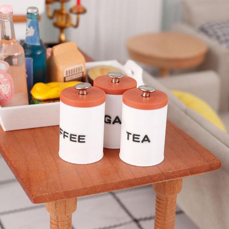 3Pcs 1/12 Dollhouse Tea Coffee - Coffee Tea Sugar Canisters recension och pris